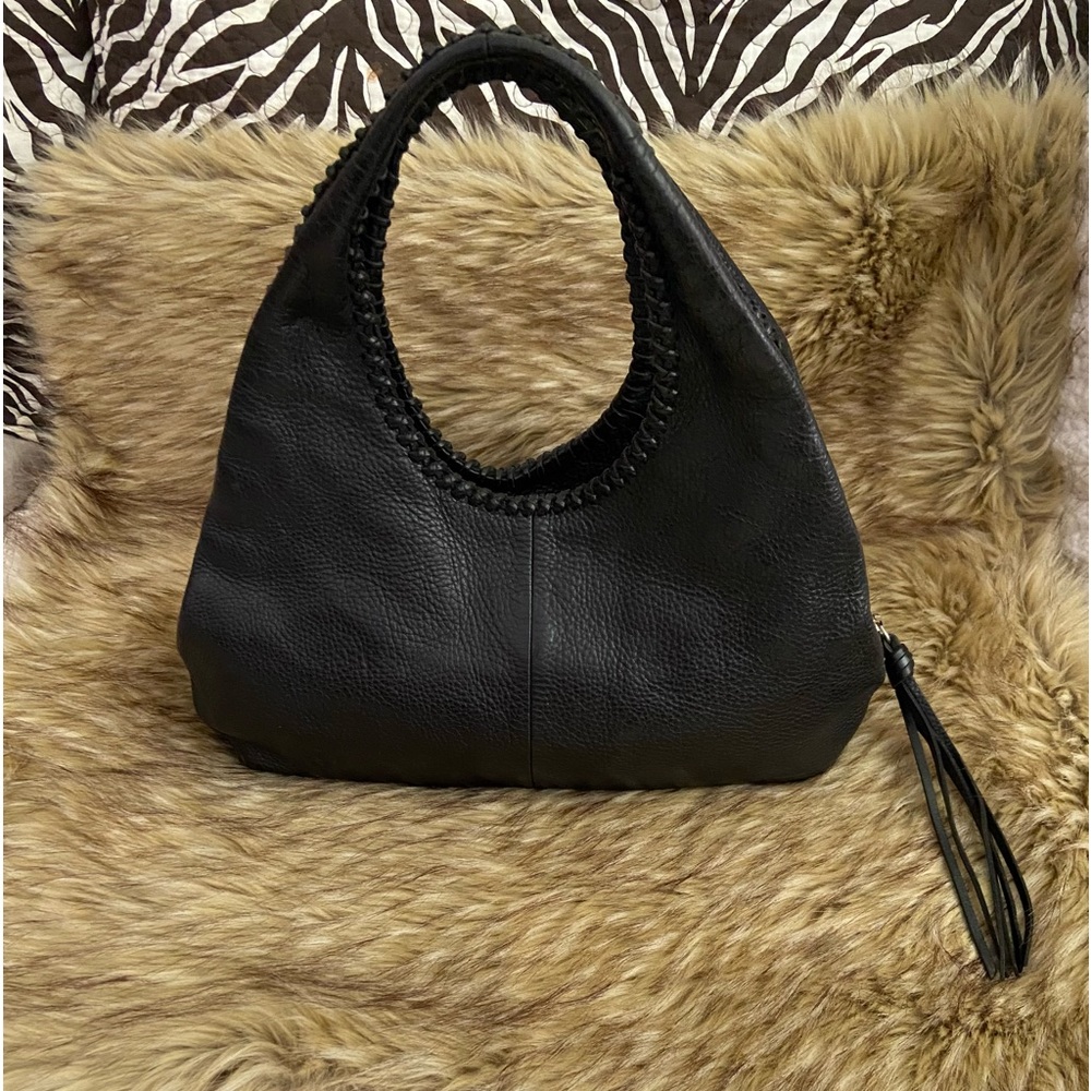 Banana Republic Black Pebble Grain Leather Hobo Style Bag